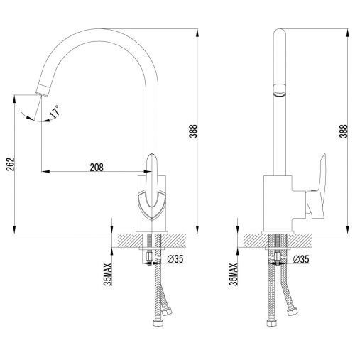 Lemark LM3505C Марс Смеситель для кухни, с высоким поворотным изливом, хром(104R) в Волгограде