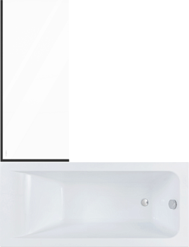Комплект Акриловая ванна STWORKI Стокгольм 170x75 см, с каркасом + Шторка DIWO Анапа неподвижная, 70х140, профиль черный матовый, прозрачное стекло в #REGION_NAME_DECLINE_PP#